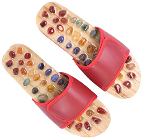 Achat Massagepantoffeln 1 Paar aus Pu Gummi Rote Fußmassageschuhe | Fußsohlen Akupunktur, Präzise Massageanordnung, für Familie und Freunde, 1 Paar, Rot