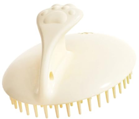 Kopfhautmassagebürste mit Shampoo Funktion für Haarwäsche, Kunststoff | Kopfhaut und Haarwäsche, Erhöht Reibung, Beige Farbe, Handliche Form, Geeignet für Nasses und Trockenes Styling