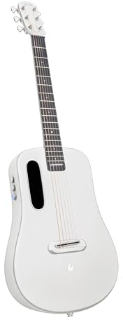 LAVA ME AIR E-Gitarre/Akustik-Gitarre, tragbare Kohlefaser-Gitarre. Reisegitarre für Anfänger mit integrierten Effekten und magnetischem Pickup. Silber