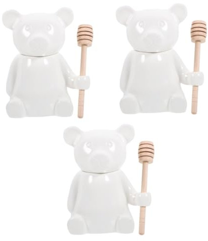 Ciieeo 3sets Honey Sweet Jar Mason Jars Kitchen Storage Ceramic Honey Pot Dipper