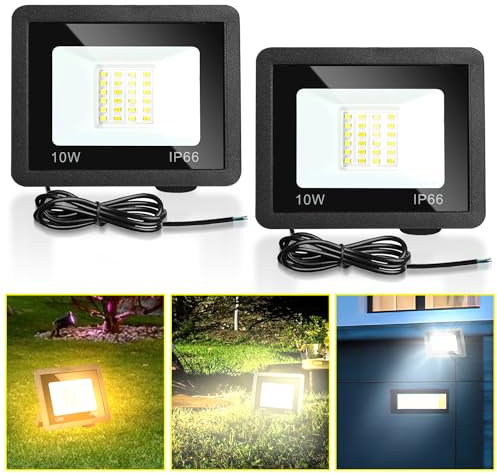 Jopassy LED Strahler Außen 2X 10W dimmbar LED Fluter Scheinwerfer IP65 Wasserdicht Außenstrahler 3000/4000/6500k LED Flutlicht für Sportplatz Rasenflächen Hinterhof Auffahrt Garage Flur Garten