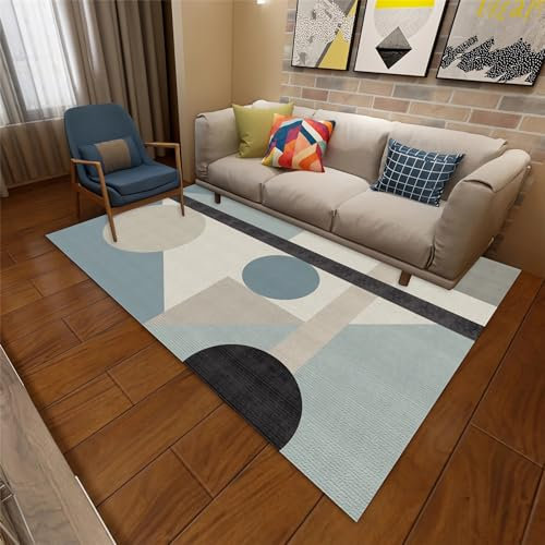 Tzvpsu Living Room Ausbleichsicherer TeppichGrau Schwarz Geometrisches Design,Teppich dünn deko fürs Zimmer,120x160cm