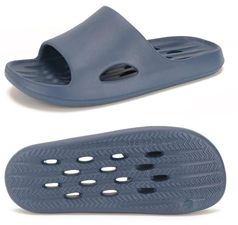 Czgcpyc Chaussures de Douche avec Trous Séchage Rapide Antidérapantes Chaussons de Bain pour Hommes Femmes Chaussons de Maison EU 41-42 Bleu