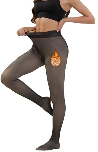 Merlvida Collant Polaire Femme Effet Transparent S-3XL - Collant Thermique Épais, Legging Chaud Femme Hiver - Collants à Taille Haute et Doublés Grande Taille