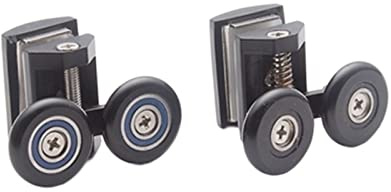 ONQendDv Small Pulley, Rollers,pulleysCopper Plating Black Shower Room Glass Sliding Door Pulley Side Hanging Wheel Up and Down Swing Double Wheel