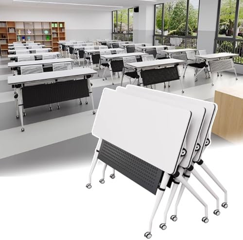 SDFVSDF Konferenztisch 3-TLG. Klappbarer Bürotisch, Konferenztisch, Rollbare Tragbare Besprechungstische mit 4 Rädern, Moderner Rechteckiger Schulungstisch für Büros im Klassenzimmer(160x60x75cm)