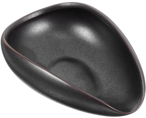PRETYZOOM Bandeja dosificadora de cerámica para granos de café de 4.13 x 2.95 x 1.38 pulgadas, taza medidora negra resistente al calor, plato de pesaje de granos para estación de espresso en casa y