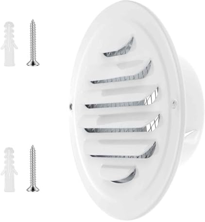 3 inch White 304 Stainless Steel Air Vents Cover, Louvered Grille Cover Vent Hood, Round Wall Vent Cover, Built-in a Fly Screen Mesh, Louvered Grille Cover Vent for House, Office, Garage Ventilation