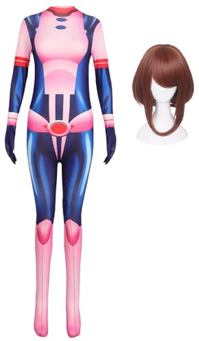 Gooyeh Uraraka Ochaco/Kaminari Denki Cosplay Disfraz Anime Cosplay Disfraz para niños y niñas, disfraz de Halloween con pelucas