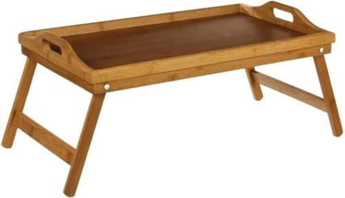 Vassoio da letto in Legno di Bambù con manici, dimensioni 50x30x21 cm, richiudibile con gambe pieghevoli per colazione a letto, tavolino porta Pc, per mangiare in montagna, mare, campeggio