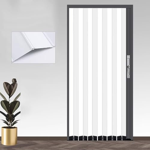 Abschließbare, mehrfach gefaltete Schiebetüren, Raumteiler-Tür, Aluminiumrahmen, weiß, 60 x 200 cm, ideal für Badezimmer, Schlafzimmer, Küche, Büro, verbessert Privatsphäre und Platzeffizienz