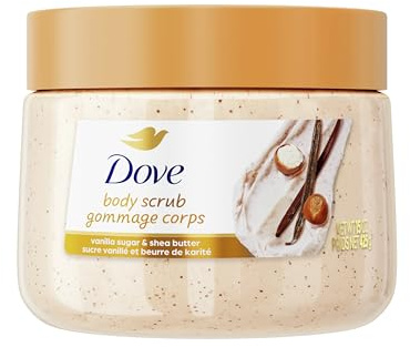 Dove Vanilla Sugar & Shea Butter Body Scrub Exfoliates and Deeply Nourishes for Smooth, Radiant Skin 15 oz