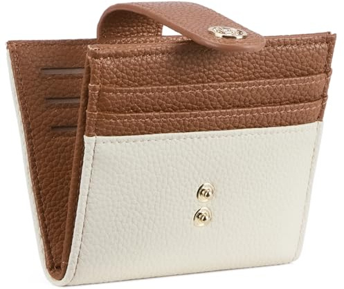 BOSTANTEN Geldbörse für Damen, Slim Wallet Frauen Small RFID-Blocking Portemonnaie PU Leder Credit Card Holder mit Münzfach,Beige mit Braun