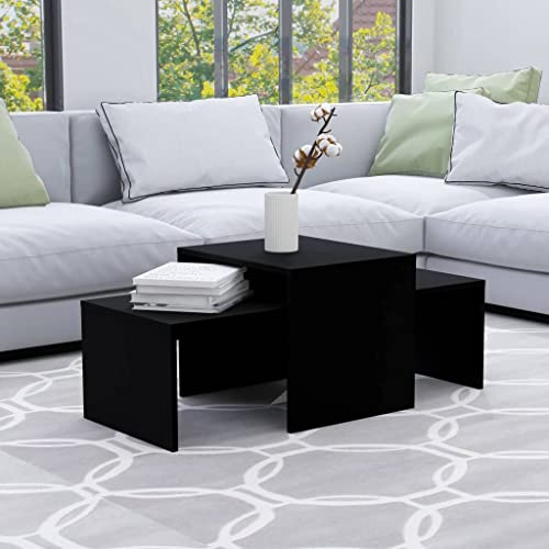 Myheimly Couchtisch-Set Beistelltisch Satztisch Sofatisch Kaffeetisch Wohnzimmertisch Teetisch Telefontisch Schwarz 100x48x40 cm Holzwerkstoff