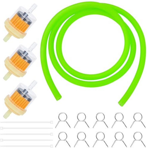 Tunejoy Kit Filtri Benzina di Moto con 1M Tubo Benzina 3 Pezzi Filtri Carburante 10 Pezzi Fascette Stringitubo per Moto, Scooter, ATV e Kart Dirt Bike Generatore Verde