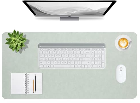 Torytoe Schreibtischunterlage 80x40cm, PU Leder Mauspad, Tischunterlage Schreibunterlage, Tischschutz Unterlage, Multifunktionales Office Mousepad Laptop Schreibunterlage (Hellgrün)