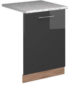 Vicco Façade de Lave-Vaisselle Fame-Line, Anthracite Haute Brillance, 60cm, PT Marbre, à Combiner avec d'autres modules de la série Fame-Line