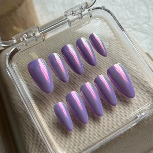 Press On Nails - Medium Almond Handmade Unique Fake Nails, Thick Acrylic and Muti-Layer Gel False Nails, Reusable Gel Cured Sturdier 3D Painting Fake Nails with Nails File Set (Size L)
