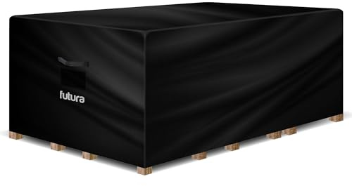 Futura Rectangular Garden Furniture Covers Waterproof 270x180x89cm, 420D Oxford Fabric Outdoor Table, Rattan & Patio garden furniture covers, PVC Lined, Air Vents and UV Safe