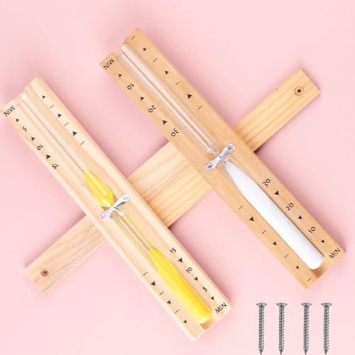 CHSG 2PCS Holz Sauna Stundenglas Timer, 29 * 5 * 3cm, 15-Minuten Holz Sauna Sanduhr, Wandmontierte Rotierende Hitzebeständige Sanduhr, Saunazubehör Zeitmessgerä Sandclock, Baden Mit Sauna