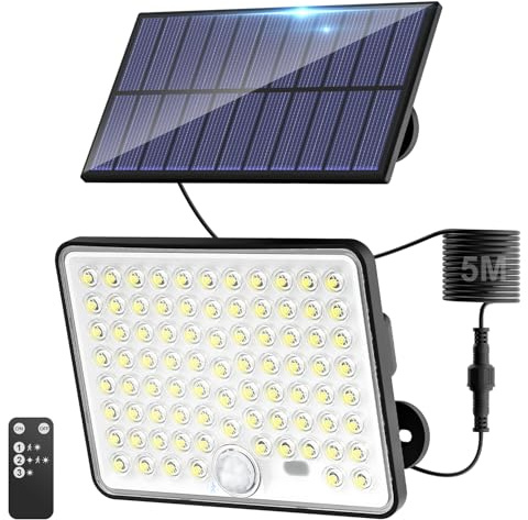 Kolpop Solar Lights Outdoor with Lenses, Remote Solar Security Lights Outdoor Motion Sensor, 3 Modes Solar Floodlight Waterproof for Shed Porch Yard Garage