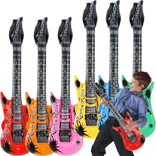 CBHTMY Chitarra Gonfiabile, Chitarra per Bambini, 6 Pezzi, Colore, Musicale