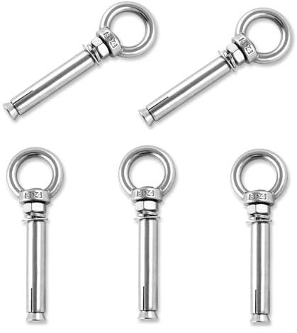 Pernos de ojo de hombro, pernos de ojo resistentes de acero inoxidable 304, anclajes de hormigón para pared, pernos de expansión con tuercas, ganchos de ojo para mampostería de hormigón de techo (1/4