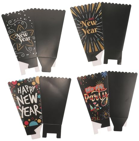 VILLFUL 4 Stück Umweltfreundliche Popcorn Boxen aus Papier Snack Behälter für Party Kino Filmabend French Fries und Süßigkeiten Leicht Reißfest für Geburtstage und Festivals