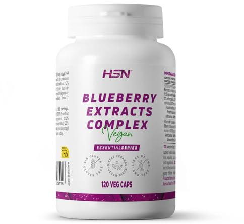 HSN Blueberry Extracts Complex (Arándano Azul + Mirtilo) | 120 Cápsulas Vegetales | Ricos en Antocianinas Proantocianidinas Antocianidinas | No-GMO, Vegano, Sin Gluten