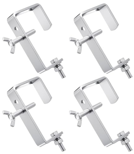 Zonon 4 Pack Stage Lighting Truss Clamp Hook for Square Tube Galvanized Iron Truss Clamps for LED Dj Lights Par Spotlight, Moving Head Beam Spot Square Tube Clamp, Heavy Duty 88 Lbs /40 kg (Silver)