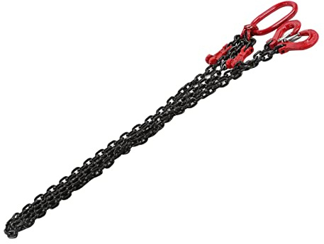 BAFOVY Hebekette, 8 Mm X 2 M, Verstellbare Kettenschlingen mit 2 Haken, 4,75 Tonnen Einzelner Greifhaken aus G 80-Stahl Zum Abschleppen von Lasten, Schwerlastkran, Industriebau, Lager