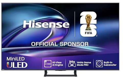 Hisense 65E89Q Fernseher, 65 Zoll (164cm), 4K ULED Mini LED, Smart TV, 144Hz Game Mode PRO, Hi-View AI Engine, AI Smoothmotion, Built-in Subwoofer, Dolby Vision.Atmos, Filmmaker Mode, Hi-Concerto