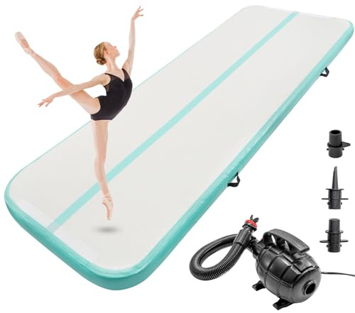 Trintion 3 m × 1 m × 10 cm Luftmatte,Turnmatte aufblasbare Gymnastikmatte dick mit Pumpe (Grün)