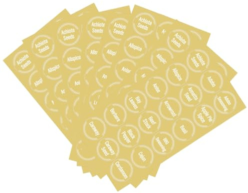 WEKAMOS Etiquetas para Frascos de Especias 144 Unidades 8 Hojas Pegatinas Transparentes Impermeables para Organizar Ingredientes en Cocina