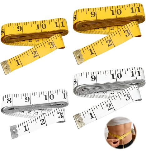 4 Pcs Tape Measure, 3m/1.5m Dual-Sided (Inches & CM) Measuring Tape for Body Measurements Sewing Tailoring Weight Loss and Crafting, Accurate Body & Fabric Measurement