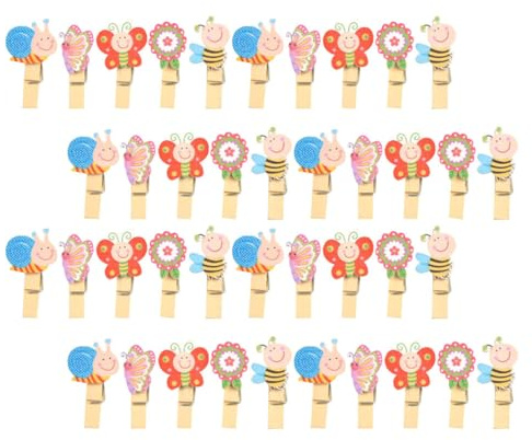Ciieeo Lot de 50 Mini Pinces à Linge en Bois 3,5x0,7 Cm, Formes Animales Décoratives, Clips pour Photos et Loisirs Créatifs, Pinces à Cartes et Sachets, Accessoire Bureau Polyvalent