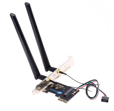 SIMPLETEK - Scheda Adattatore PCIe x1 per Moduli Wireless M.2 (NGFF) - Supporto Wi-Fi e Bluetooth - Doppia Antenna Esterna - Senza Modulo Interno