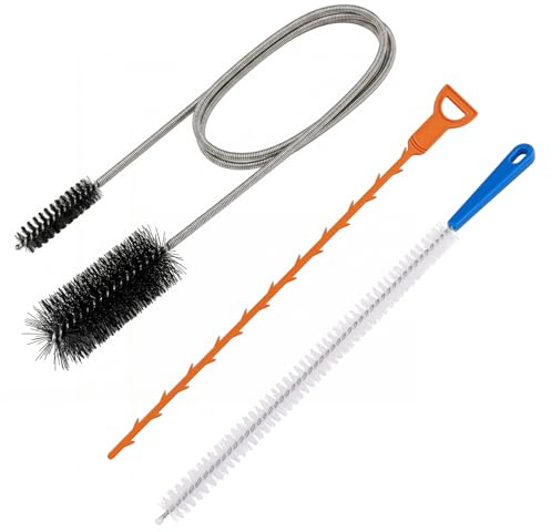 3 PCS Desatascador Tuberias, Cepillo de Limpieza para Desagüe, Herramienta Flexible para Eliminar Cabellos y Residuos en Cocinas y Baños, Desatascador Fregadero para Limpieza de Cocina y Baño