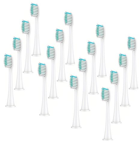 Têtes souples, compatible avec Philips, brosse à clipser | Têtes pour adultes avec brins souples et manche plastique pour remplacement quotidien(White 16pc)