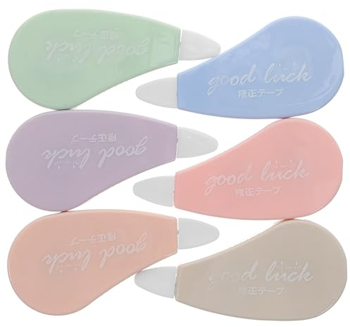 6 Pièces Ruban Correcteur Portable pour Étudiants, Blanc, Pas | Correction Instantanée, Prise en Main Ergonomique, Style Simple et Soigné, pour Maison et Bureau