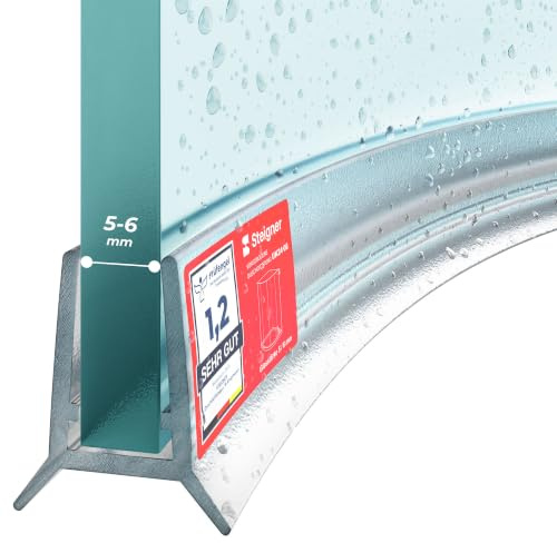 STEIGNER Duschdichtung UK24 Gebogen 80 cm 1 Stk, Glas 5-6 mm, Transparent | Duschtürdichtung für Runddusche oder Duschkabine Viertelkreis mit Duschtür - Schutz gegen Auslaufen, Flexibles Material