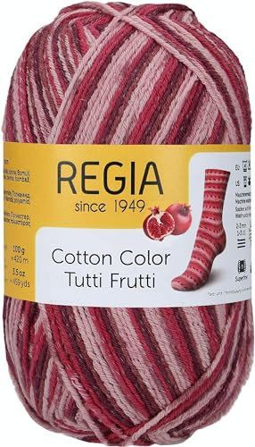 REGIA 4-fädig Cotton Tutti Frutti 9801621-02422 pomegranate Handstrickgarn, Sockengarn, 100g Knäuel
