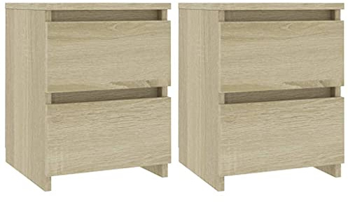 vidaXL Tables de Chevet 2 pcs, Armoire de Lit, Table de Nuit, Meuble de Chambre à Coucher Maison Intérieur, Moderne, Chêne Sonoma Bois d’Ingénierie