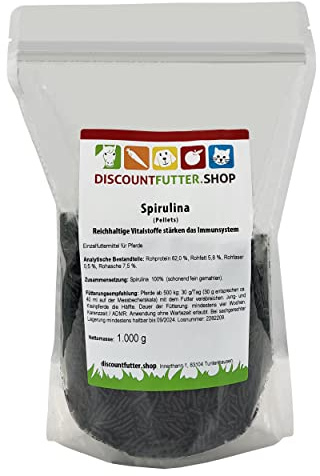 Spirulina Pellets für Pferde, Poweralge, 1 kg | Alge als Ergänzungsfutter für Pferde