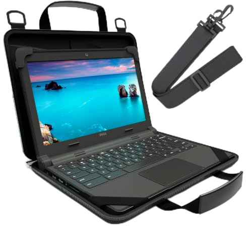 UZBL 13-14 Inch Always-on Chromebook Protective Hard Case with Adjustable Shoulder Strap and Carrying Handles