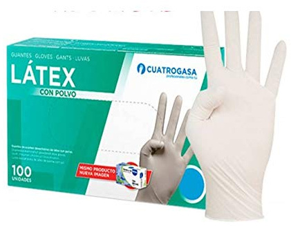 CUATROGASA Latex-Handschuhe, Größe XS, mit Pulver, 100 Stück