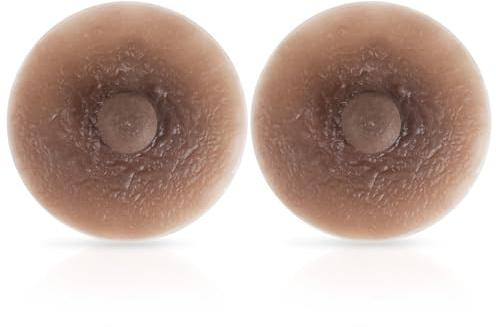 Vollence Tétines adhésives en silicone réutilisables et attachables pour les , Tawny., Large