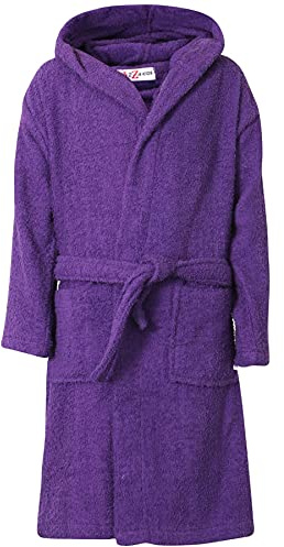 A2Z 4 Kids Girls Boys Terry Towel Beach Bathing Hooded - Towel Bathrobe Purple_13