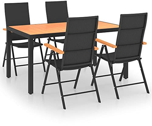 vidaXL Gartenmöbel 5-TLG. Gartenset Gartengarnitur Sitzgruppe Sitzgarnitur Tisch Stühle Gartentisch Esstisch Gartenstuhl Schwarz Braun