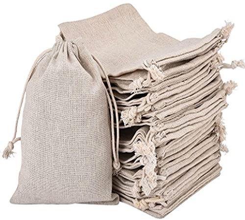 20 Pcs Bolsas de Lino y Cáñamo con Cordón, Bolsitas Saco de Yute con Cordón, para Joyas, el Bricolaje, Artesanales, Reuniones, Bodas, aco Navidad, Saco Carbón, Bolsitas Regalos